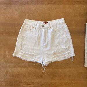 White Distressed Women Shorts